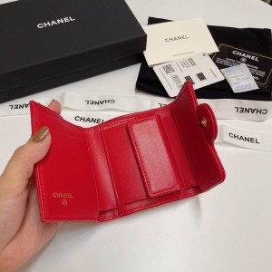 Chanel compact wallet grained leather 100% 10.5x9cm Accesories