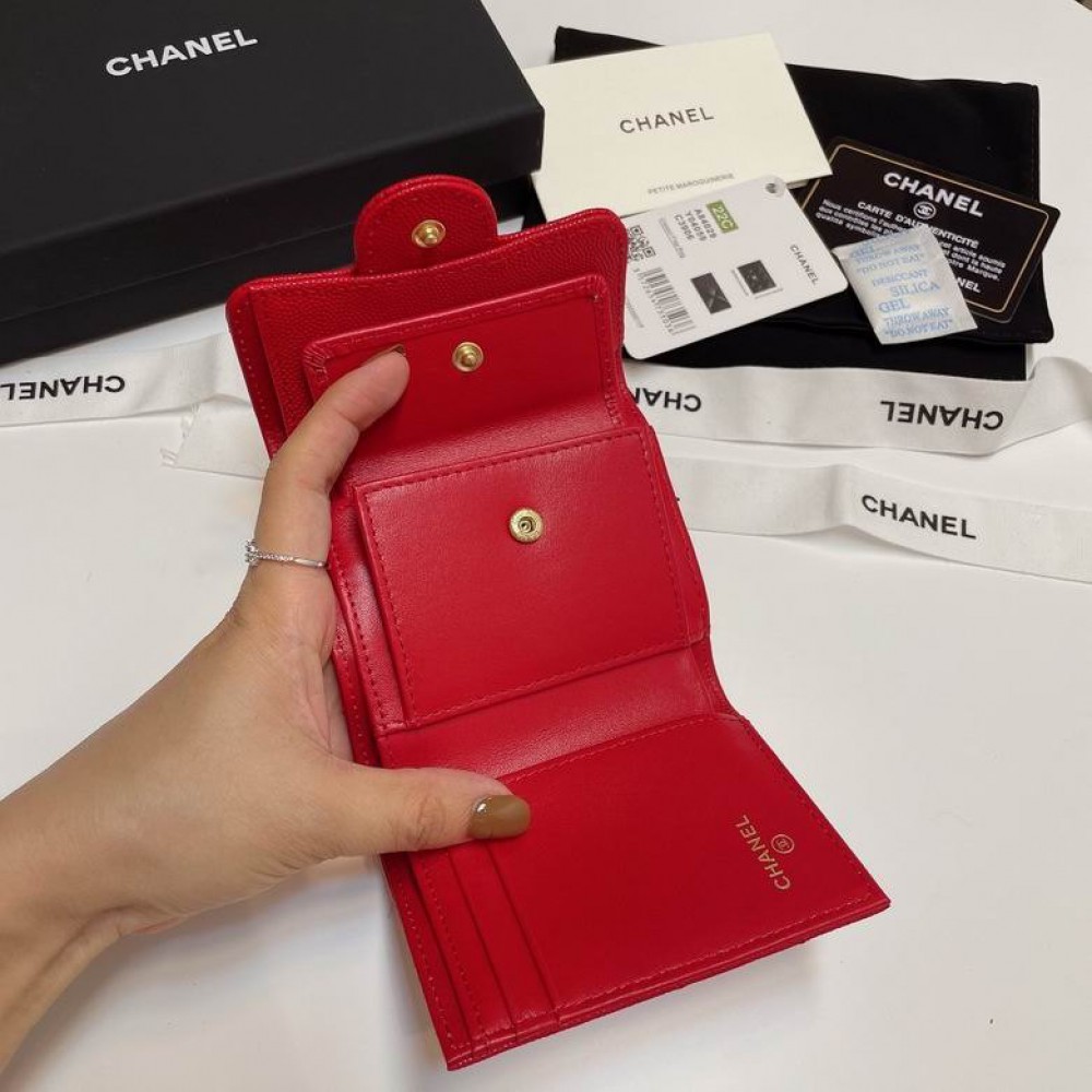 Chanel compact wallet grained leather 100% 10.5x9cm Accesories