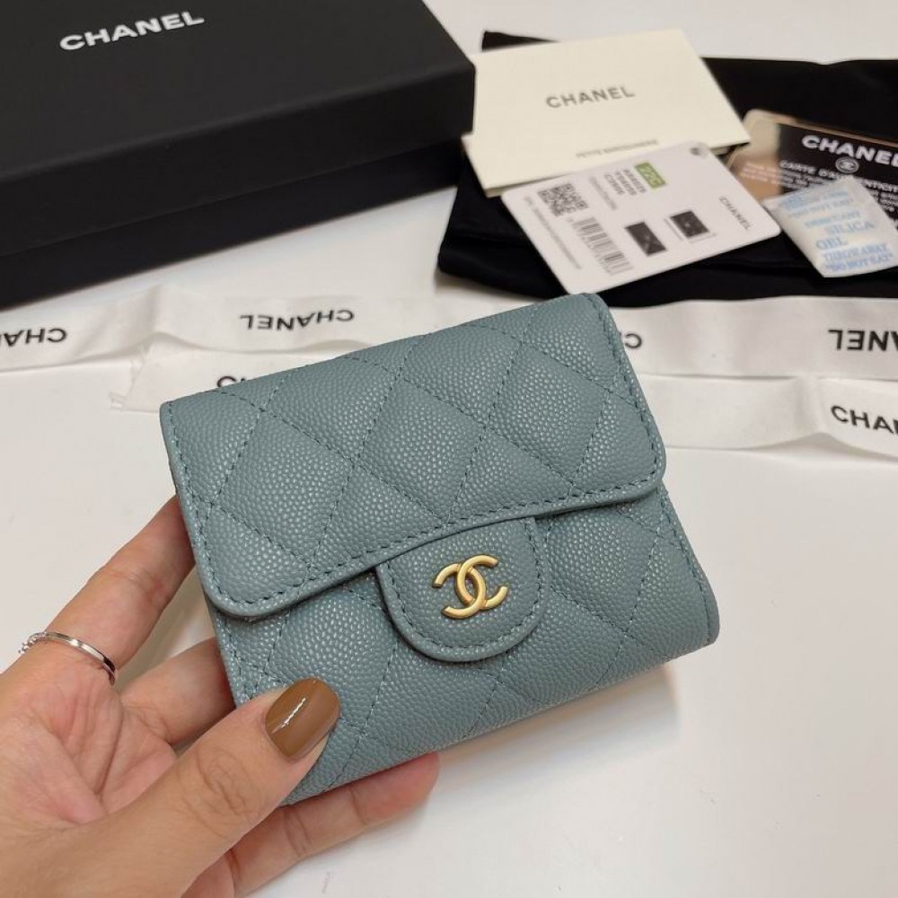 Chanel compact wallet grained leather 100% 10.5x9cm Accesories