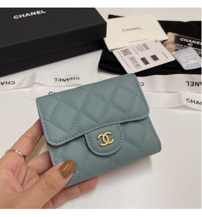 Chanel compact wallet grained leather 100% 10.5x9cm