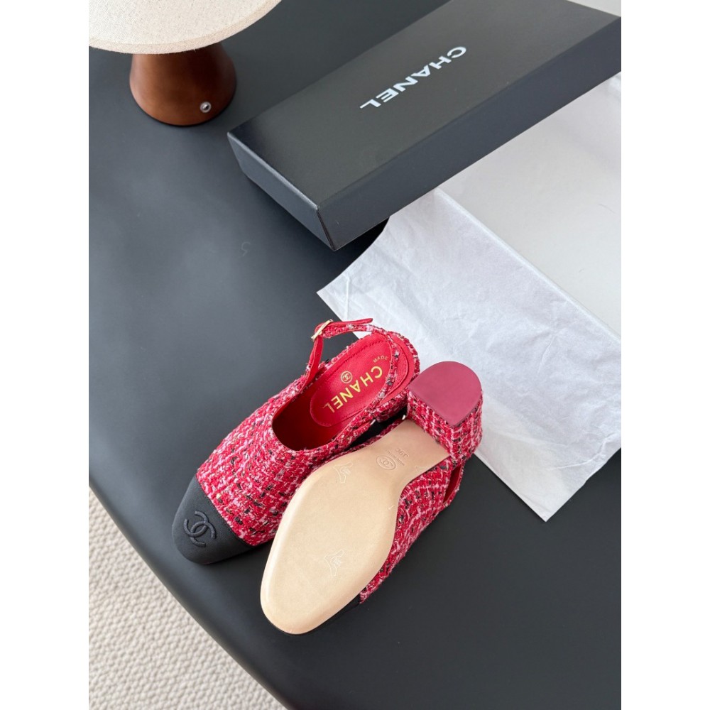 Chanel slingback mules tweed & grosgrain 36-41 Shoes