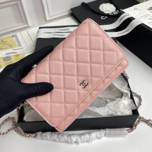 Chanel classic flap bag in grained leather dusty pink silver chain Bags