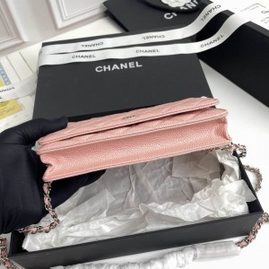 Chanel classic flap bag in grained leather dusty pink silver chain Bags