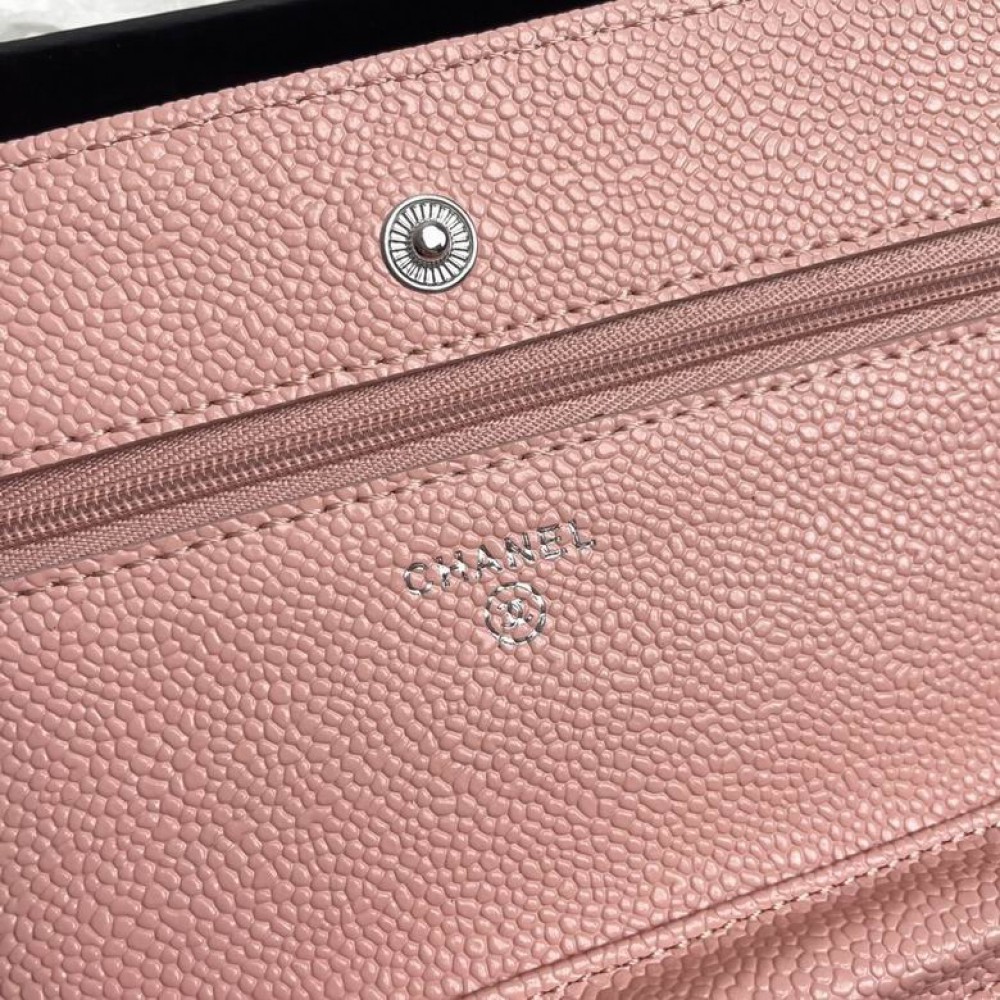 Chanel classic flap bag in grained leather dusty pink silver chain Bags