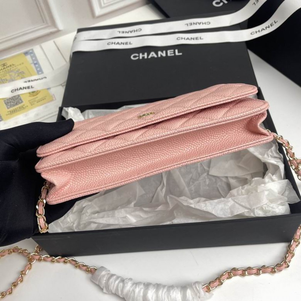 Chanel classic flap bag in grained leather dusty pink gold chain Bags