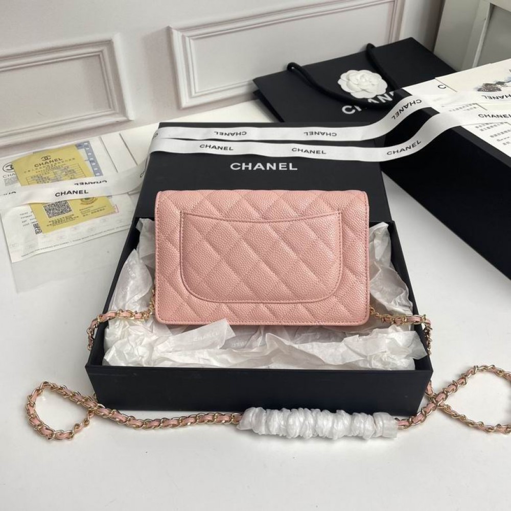 Chanel classic flap bag in grained leather dusty pink gold chain Bags