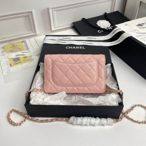 Chanel classic flap bag in grained leather dusty pink gold chain Bags