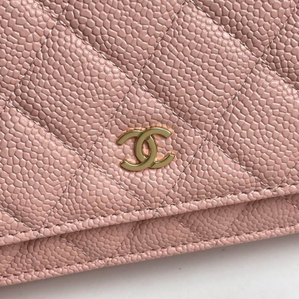 Chanel classic flap bag in grained leather dusty pink gold chain Bags