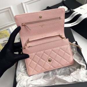 Chanel classic flap bag in grained leather dusty pink gold chain Bags