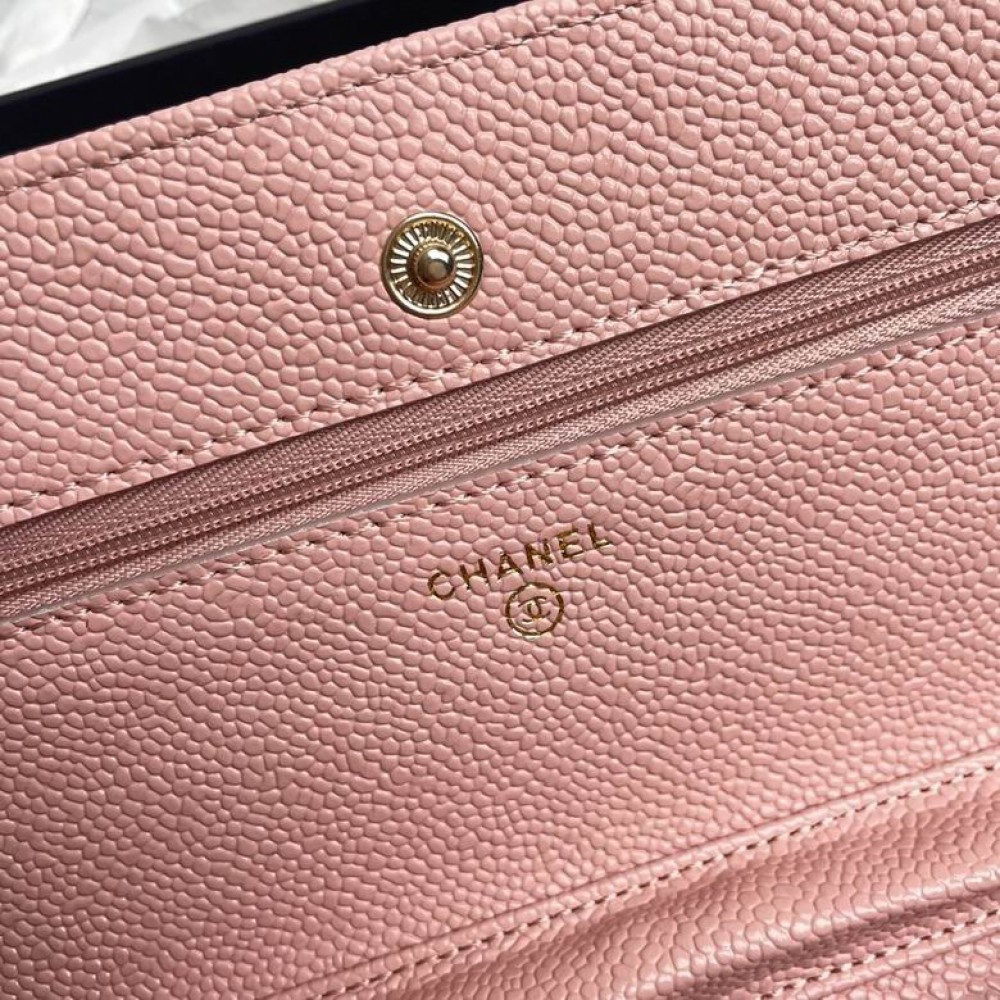 Chanel classic flap bag in grained leather dusty pink gold chain Bags