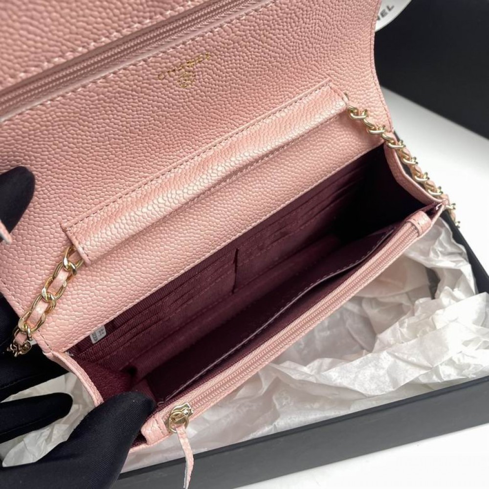 Chanel classic flap bag in grained leather dusty pink gold chain Bags