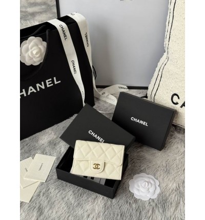 Chanel compact wallet leather 100% 11x8.5cm