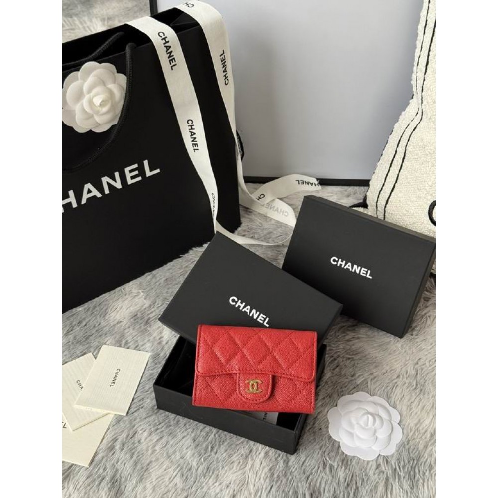 Chanel compact wallet leather 100% 11x8.5cm Accesories