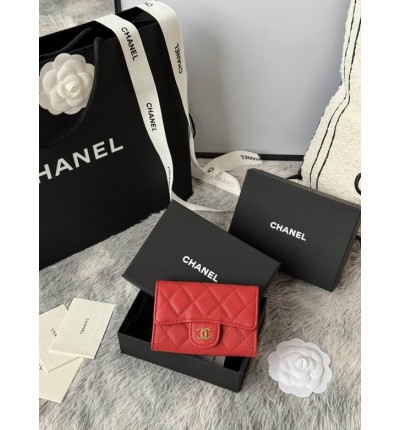 Chanel compact wallet leather 100% 11x8.5cm