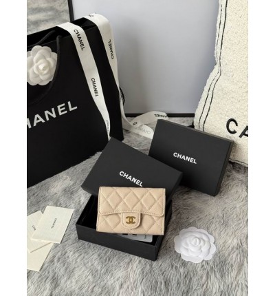 Chanel compact wallet leather 100% 11x8.5cm