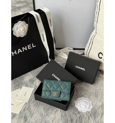 Chanel compact wallet leather 100% 11x8.5cm
