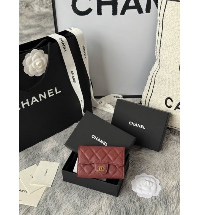 Chanel compact wallet leather 100% 11x8.5cm