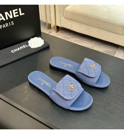 Chanel denim washed slippers 36-41