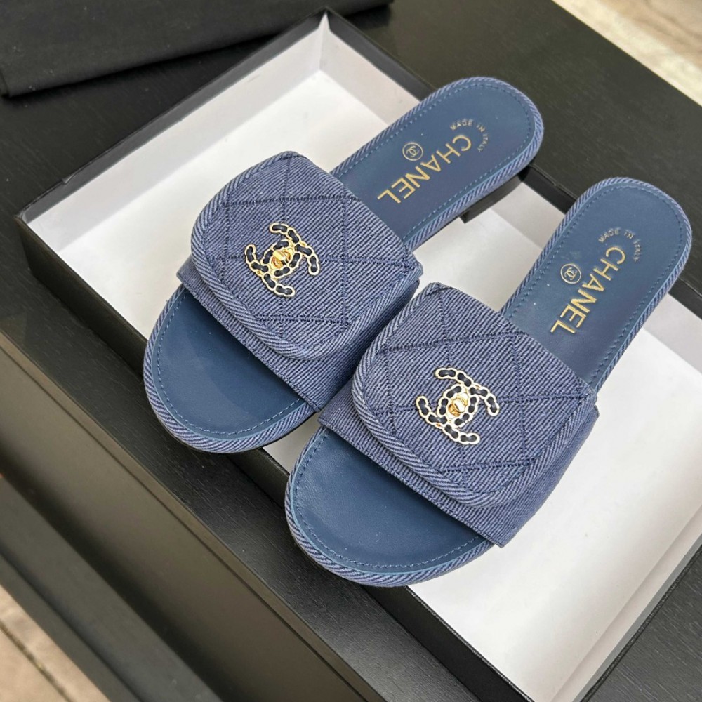 Chanel denim washed slippers 36-41 Shoes