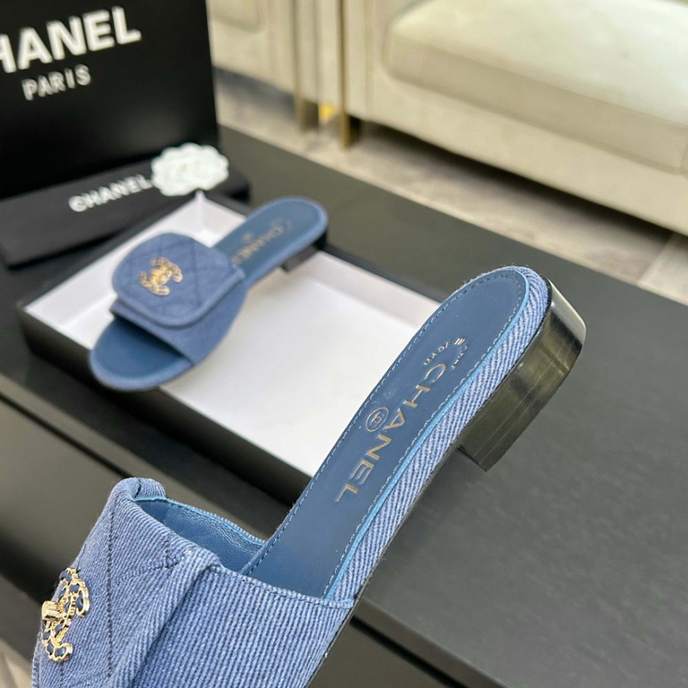 Chanel denim washed slippers 36-41 Shoes