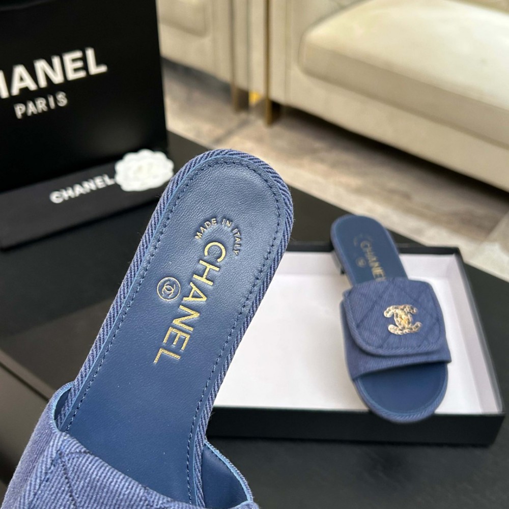 Chanel denim washed slippers 36-41 Shoes