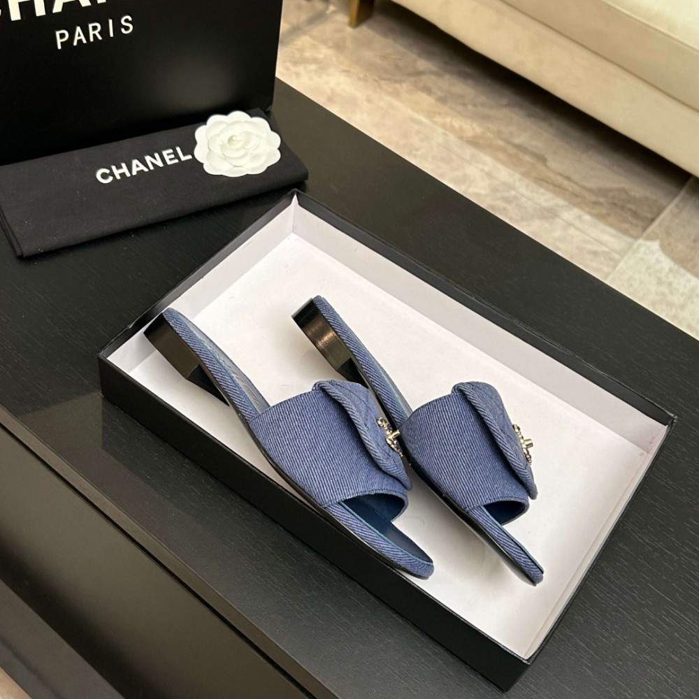 Chanel denim washed slippers 36-41 Shoes