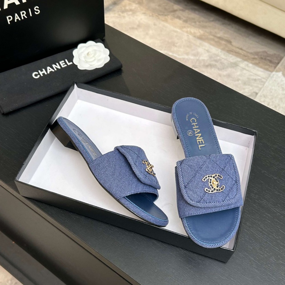 Chanel denim washed slippers 36-41 Shoes