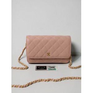 Chanel classic flap bag in grained leather dusty pink gold chain Bags