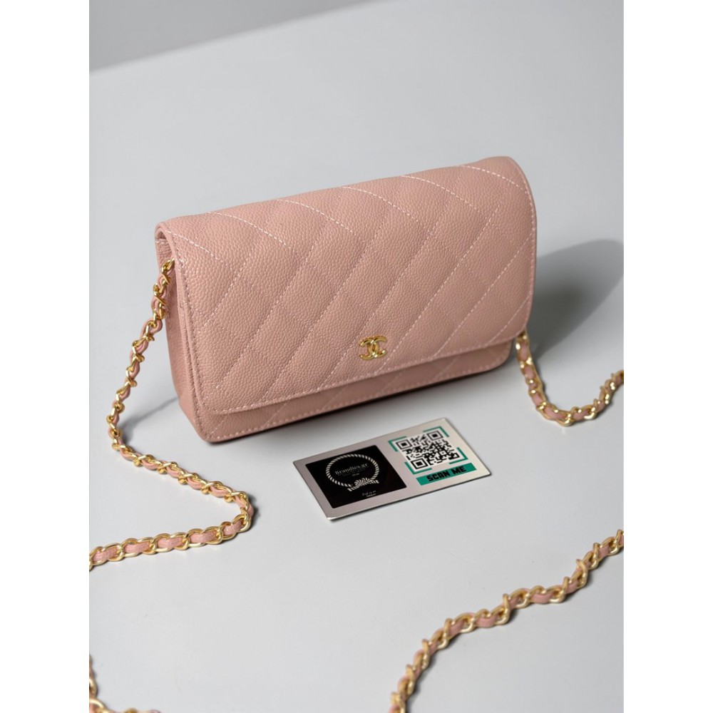 Chanel classic flap bag in grained leather dusty pink gold chain Bags
