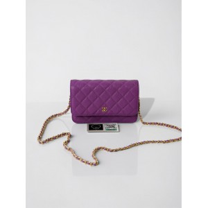 Chanel classic flap bag in grained leather purple gold chain Bags