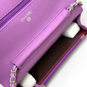 Chanel classic flap bag in grained leather purple silver chain Bags