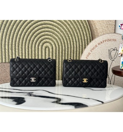 Chanel classic flap bag medium size 25x16x7cm REAL GRAINED LEATHER 100%