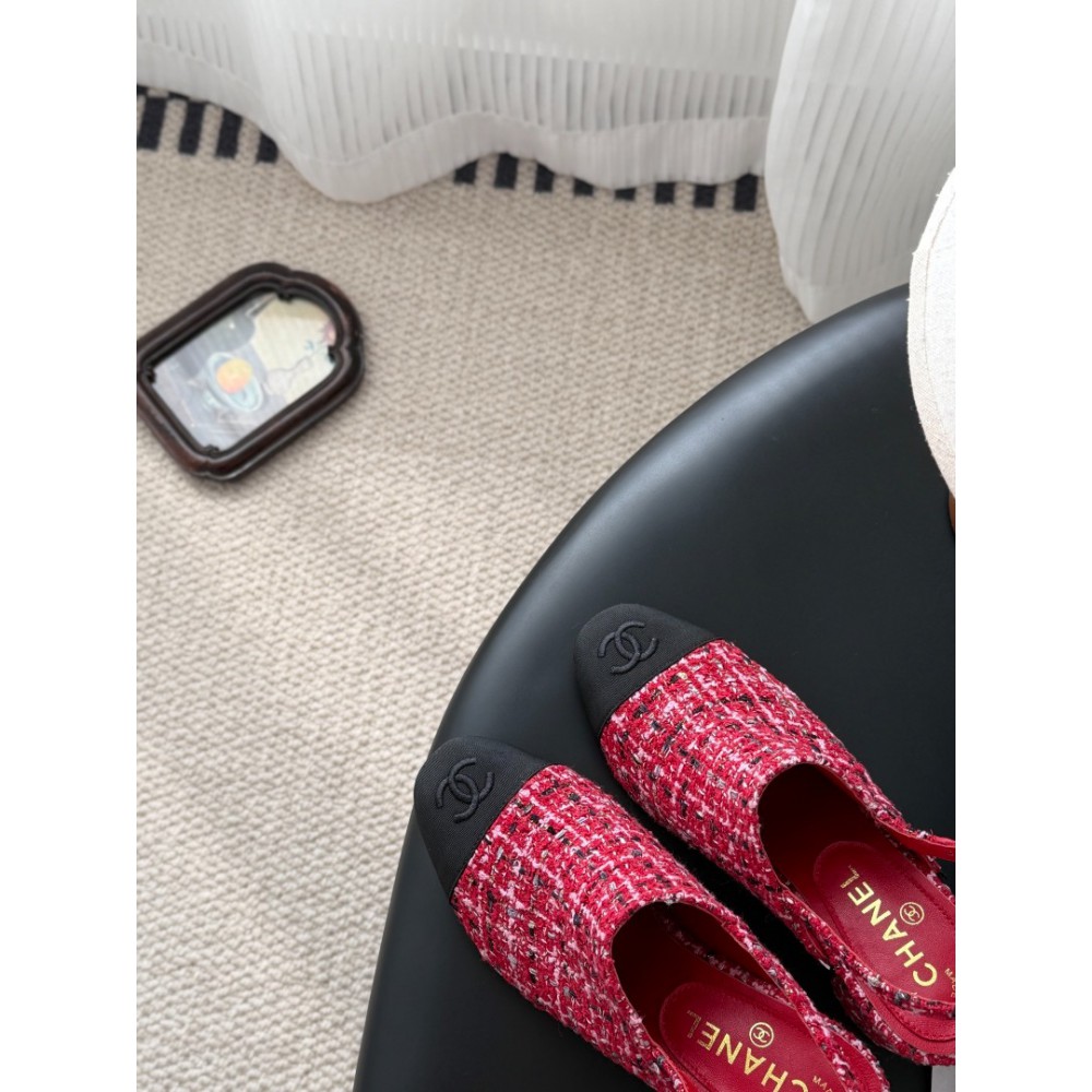 Chanel slingback mules tweed & grosgrain 36-41 Shoes