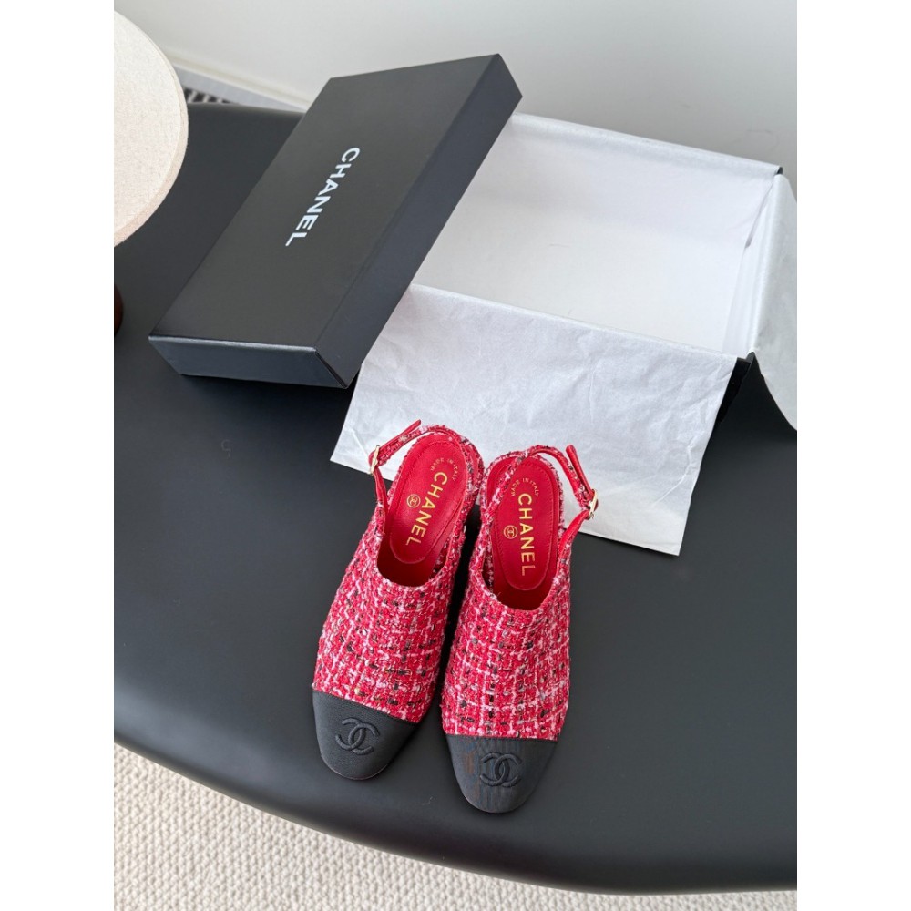 Chanel slingback mules tweed & grosgrain 36-41 Shoes