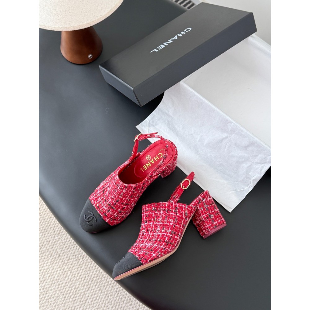 Chanel slingback mules tweed & grosgrain 36-41 Shoes