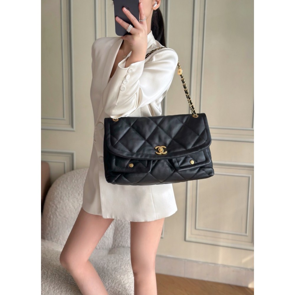 Chanel shopping bag leather 100% 27x45x10cm Bags