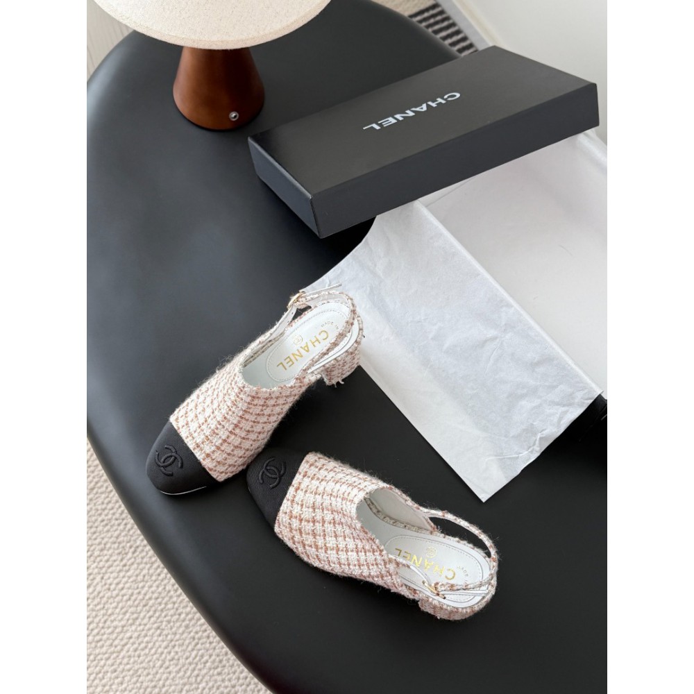 Chanel slingback mules tweed & grosgrain 36-41 Shoes