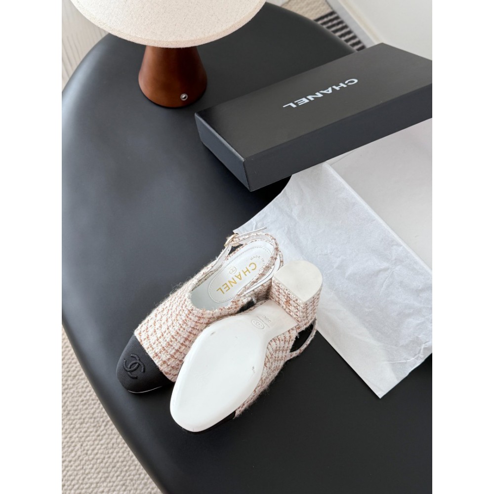 Chanel slingback mules tweed & grosgrain 36-41 Shoes