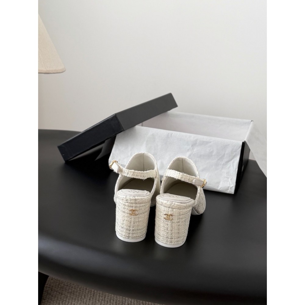 Chanel slingback mules tweed & grosgrain 36-41 Shoes