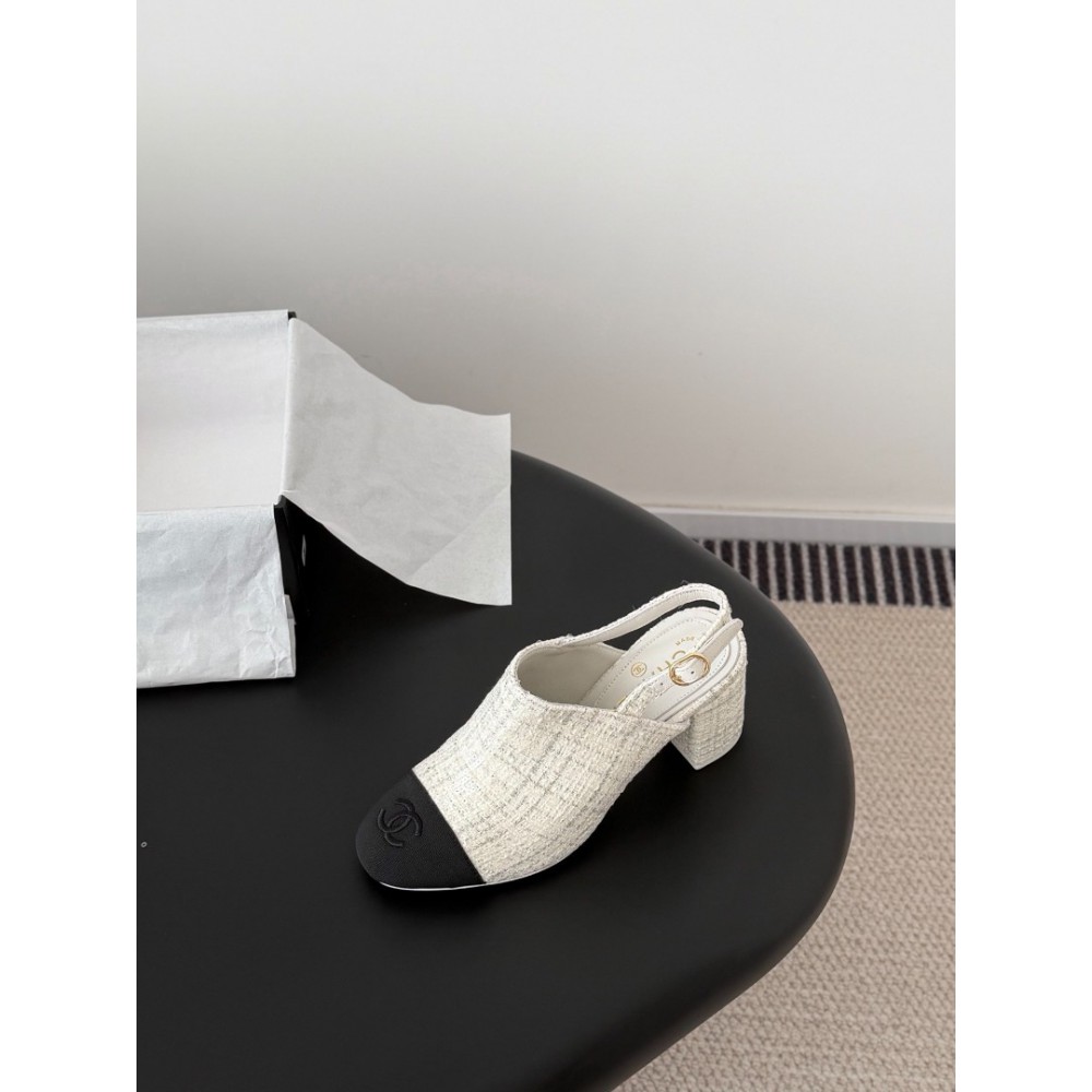 Chanel slingback mules tweed & grosgrain 36-41 Shoes