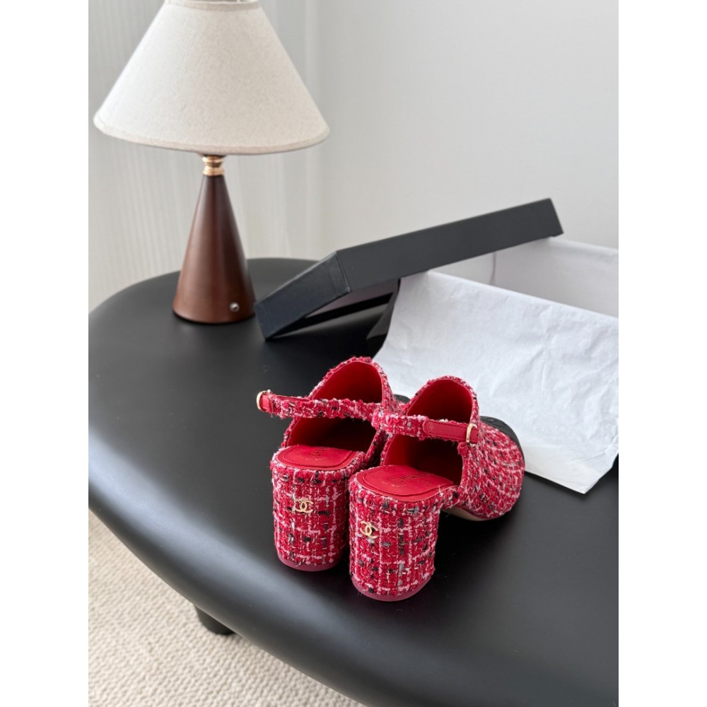 Chanel slingback mules tweed & grosgrain 36-41 Shoes