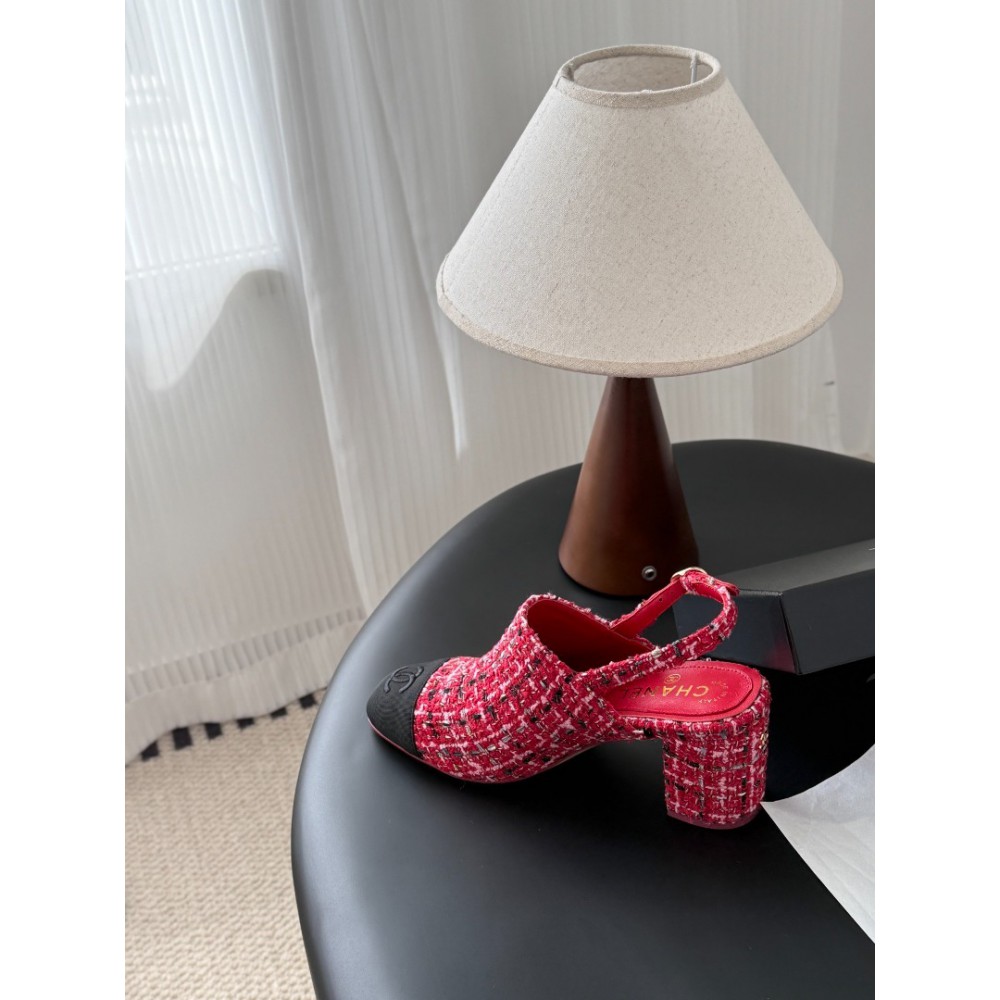 Chanel slingback mules tweed & grosgrain 36-41 Shoes