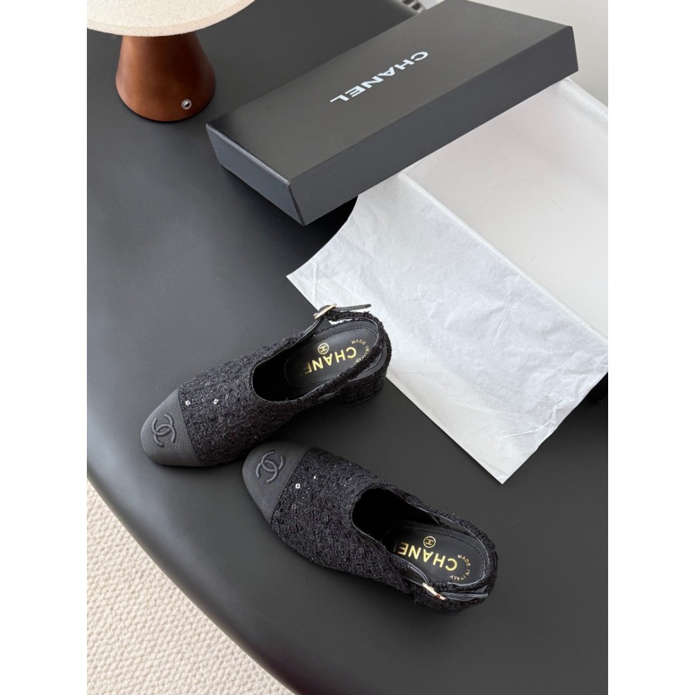 Chanel slingback mules tweed & grosgrain 36-41 Shoes