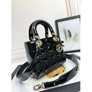 Dior Lady small size with strap 20x16.5x8cm Bags patent