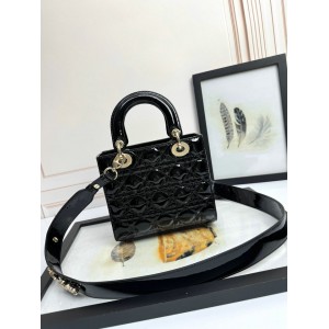 Dior Lady small size with strap 20x16.5x8cm Bags patent