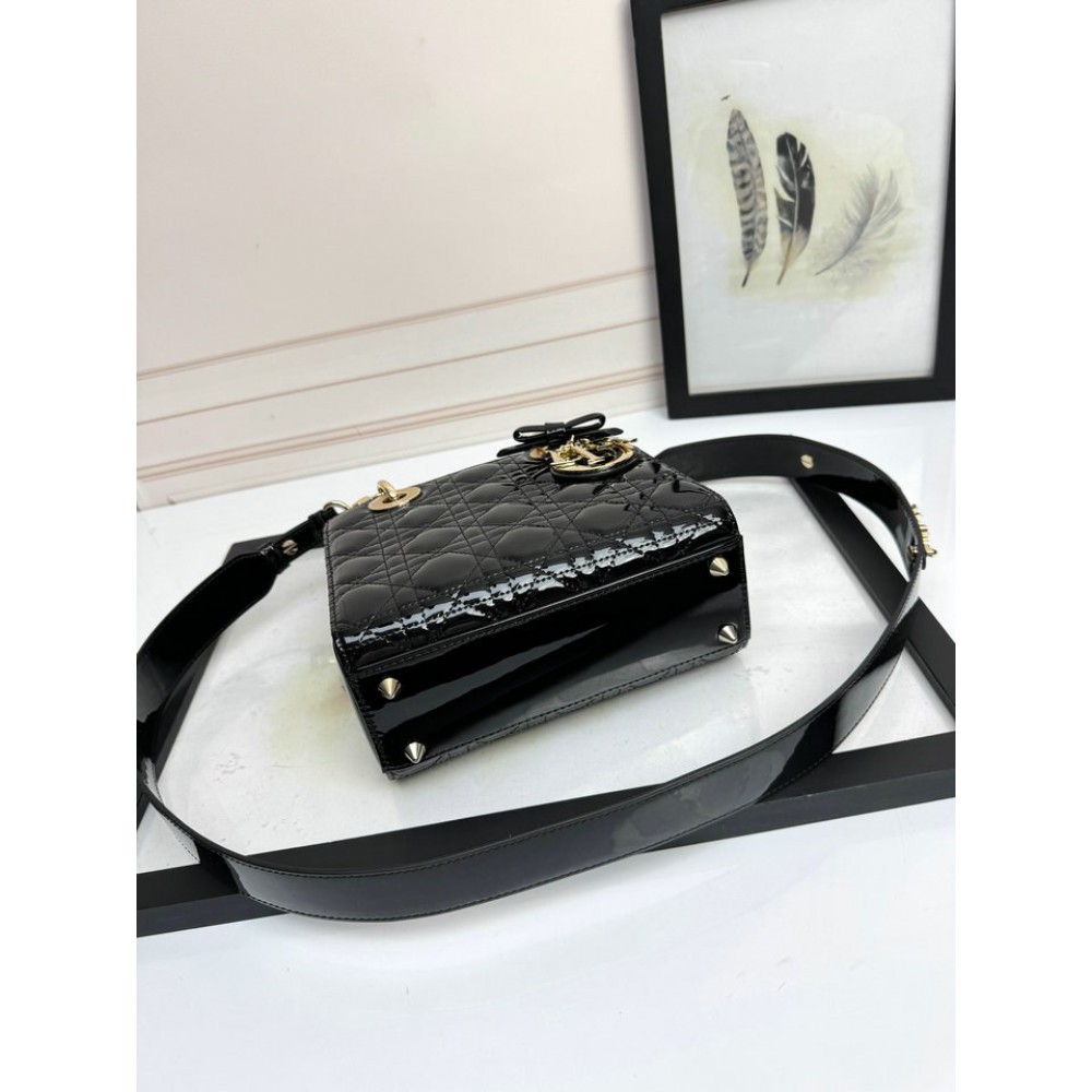 Dior Lady small size with strap 20x16.5x8cm Bags patent