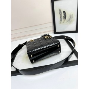 Dior Lady small size with strap 20x16.5x8cm Bags patent