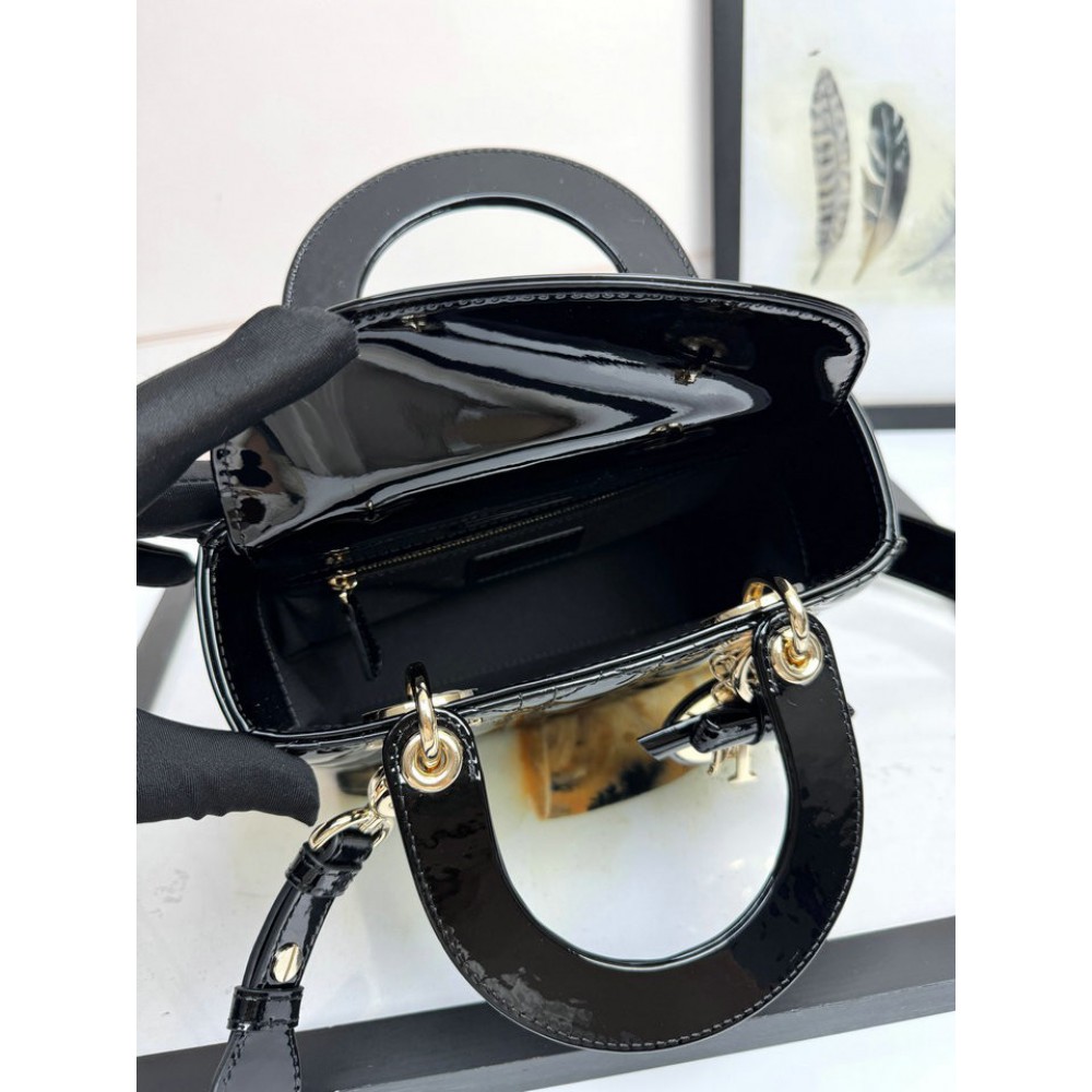 Dior Lady small size with strap 20x16.5x8cm Bags patent
