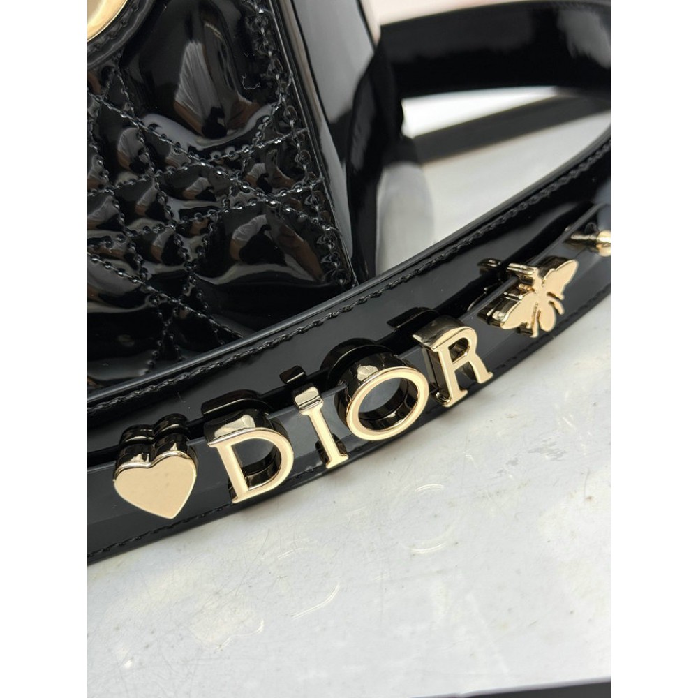 Dior Lady small size with strap 20x16.5x8cm Bags patent