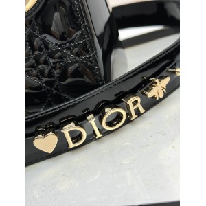 Dior Lady small size with strap 20x16.5x8cm Bags patent